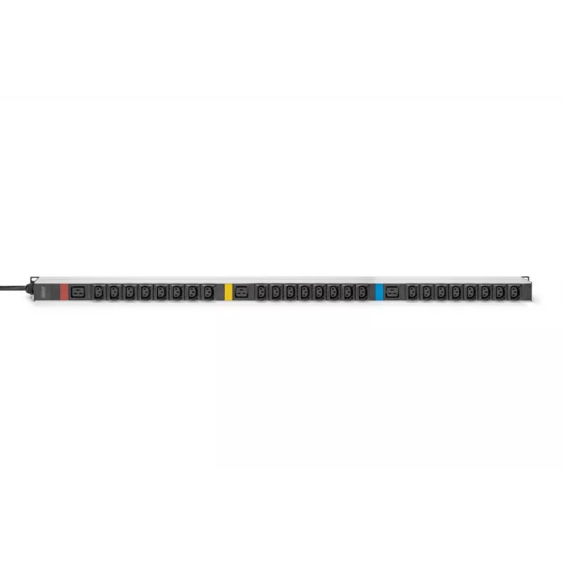 DIGITUS IT BASIC PDU 3 fazės 16A 24x C13 3x C19 vertikalus 3m kabelis IEC309 3Ph-16A kištukas