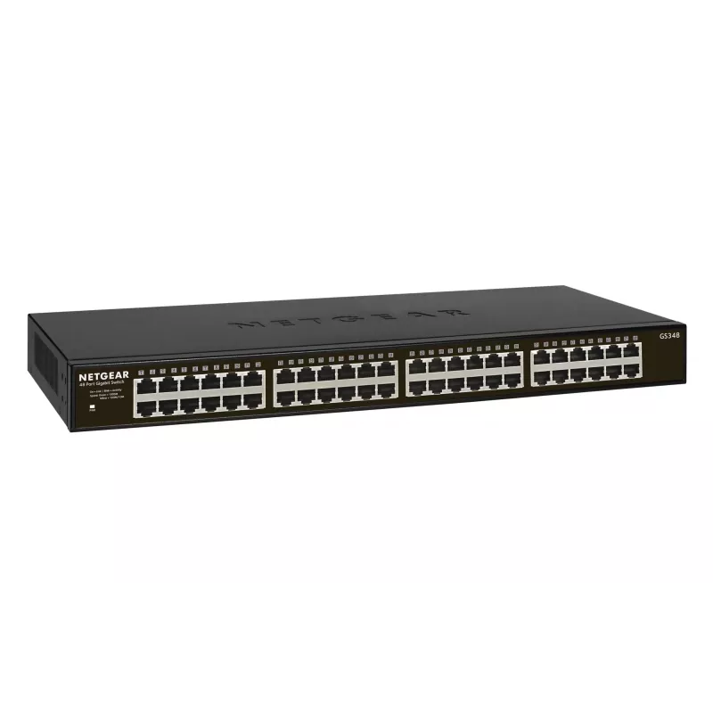 NETGEAR GS348 Nevaldomas Gigabit Ethernet (10/100/1000) 1U Juodas