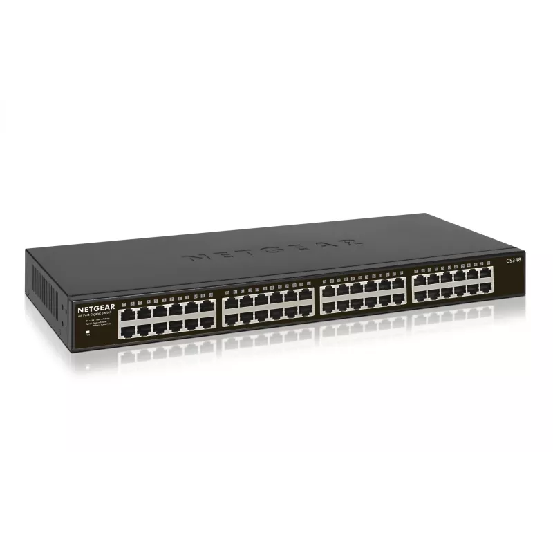 NETGEAR GS348 Nevaldomas Gigabit Ethernet (10/100/1000) 1U Juodas