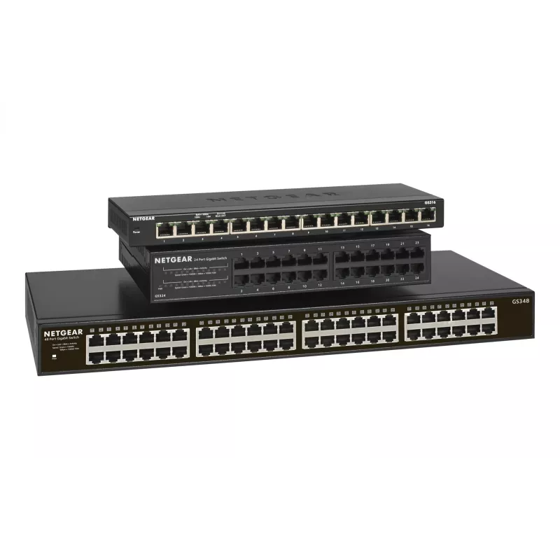 NETGEAR GS348 Nevaldomas Gigabit Ethernet (10/100/1000) 1U Juodas