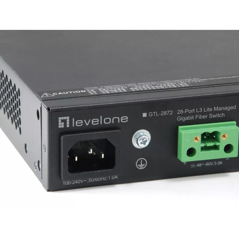 LevelOne KILBY 28 prievadų L3 Lite valdomas gigabitinis šviesolaidinis jungiklis, 4 x 10GbE SFP+, 4 x Gigabit SFP/RJ45 Combo
