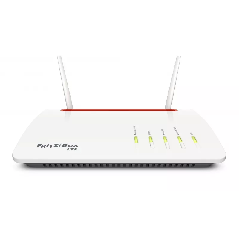 FRITZ!Box 6890 LTE maršrutizatorius, Wi-Fi 5 (802.11ac), dviejų juostų (2,4 GHz / 5 GHz), Gigabit Ethernet, 4G LTE, juoda/raudona/balta