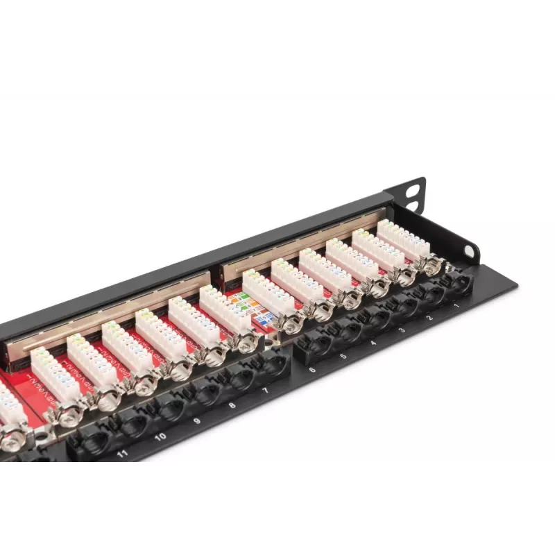 DIGITUS Patch panel CAT6a ekranuotas 24 prievadų 0,5U (DN-91624S-SL-EA)