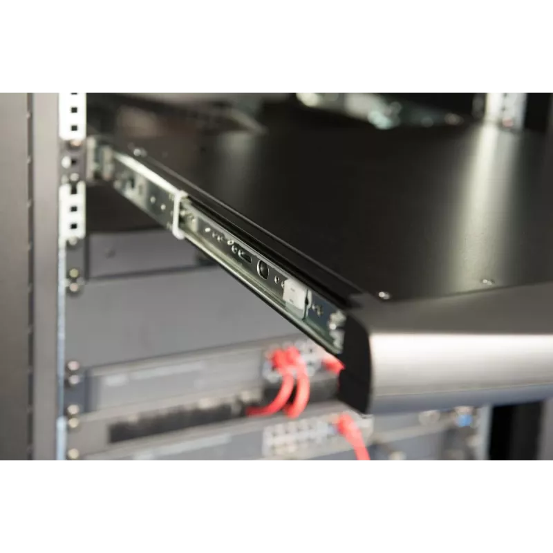 DIGITUS modulinė 48,3 cm (19 colių) TFT konsolė su 8 prievadų Cat.5 KVM, RAL 9005 juoda - Qwertzu vokiška klaviatūra