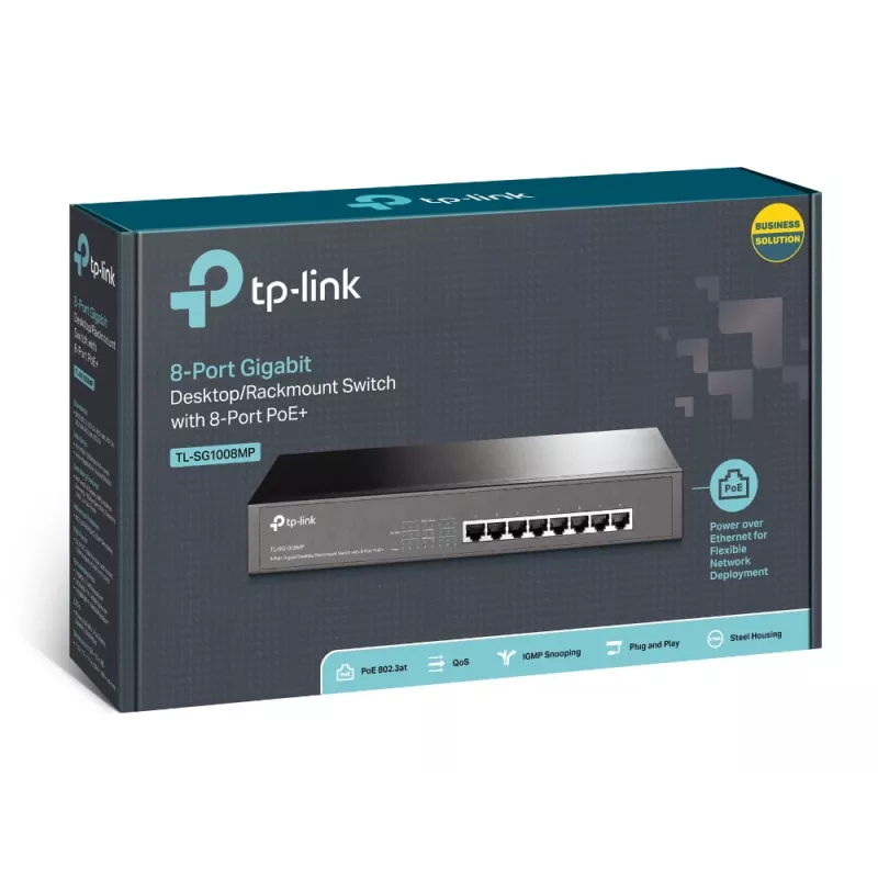 TP-Link TL-SG1008MP 8 prievadų nevaldomas Gigabit Ethernet komutatorius su PoE+ (126 W, 1U)