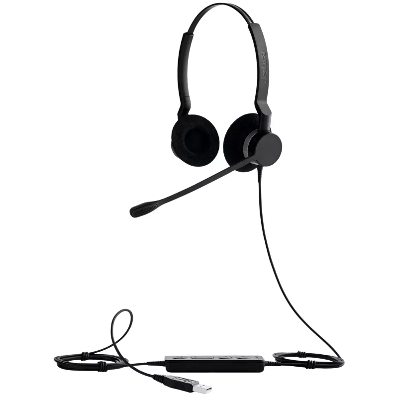 Ausinės Jabra BIZ 2300 Duo, USB, UC, laidinės, biurui/skambučių centrui, 150–4500 Hz, 65 g, juodos