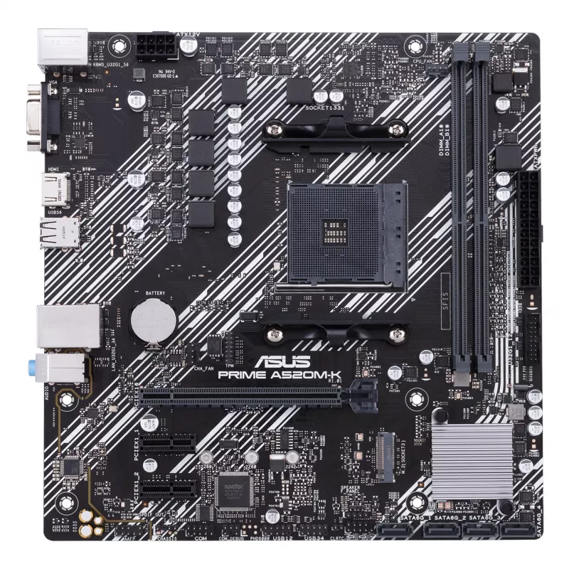 Pagrindinė plokštė ASUS PRIME A520M-K, AMD A520, Socket AM4, micro ATX, 2x DDR4, 64 GB, 1x M.2, 4x SATA III, HDMI 2.1