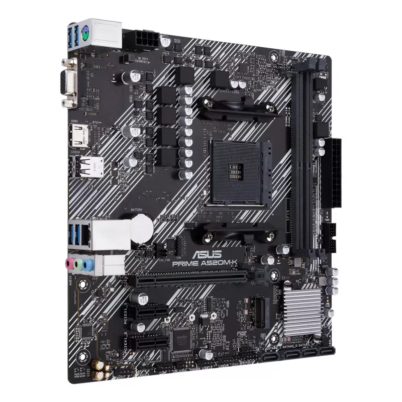 Pagrindinė plokštė ASUS PRIME A520M-K, AMD A520, Socket AM4, micro ATX, 2x DDR4, 64 GB, 1x M.2, 4x SATA III, HDMI 2.1