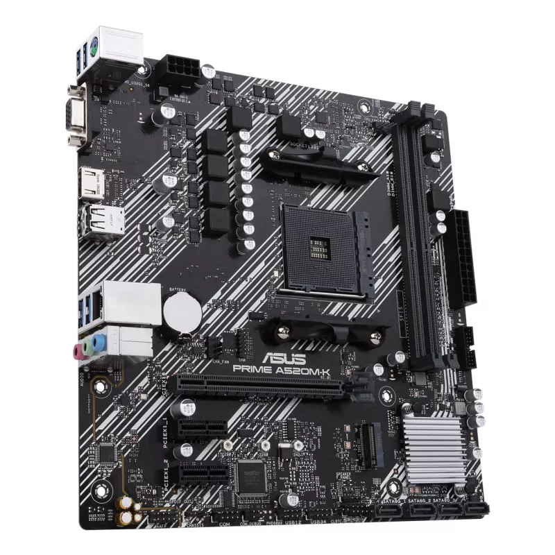 Pagrindinė plokštė ASUS PRIME A520M-K, AMD A520, Socket AM4, micro ATX, 2x DDR4, 64 GB, 1x M.2, 4x SATA III, HDMI 2.1