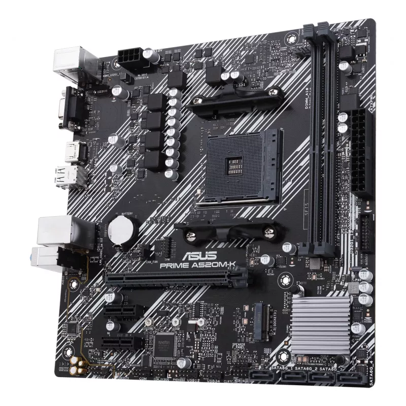 Pagrindinė plokštė ASUS PRIME A520M-K, AMD A520, Socket AM4, micro ATX, 2x DDR4, 64 GB, 1x M.2, 4x SATA III, HDMI 2.1