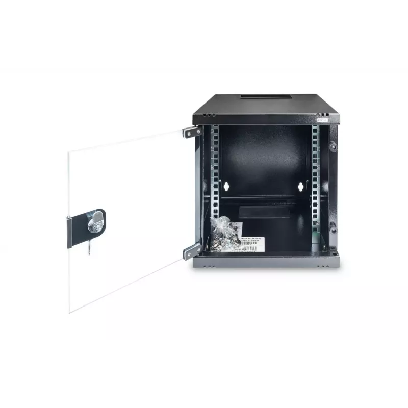 DIGITUS sieninis montažinis spintas 254 mm (10 inch) 6U 330x312x300 mm, juoda (RAL 9005)