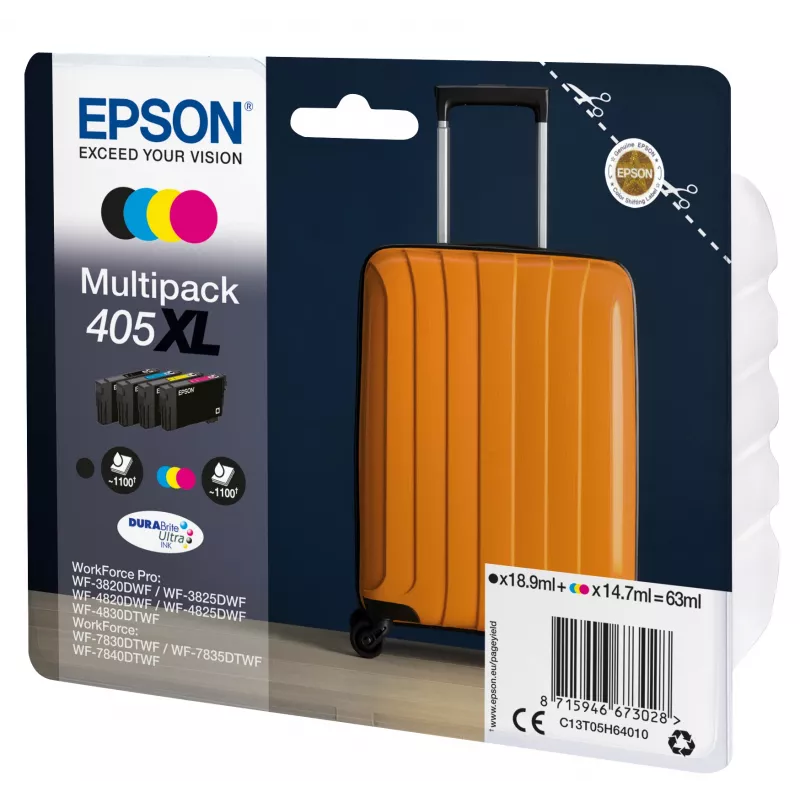 Epson 405XL DURABrite Ultra rašalo kasetė 1 vnt. Originalus didelės talpos juoda, žydra, purpurinė, geltona
