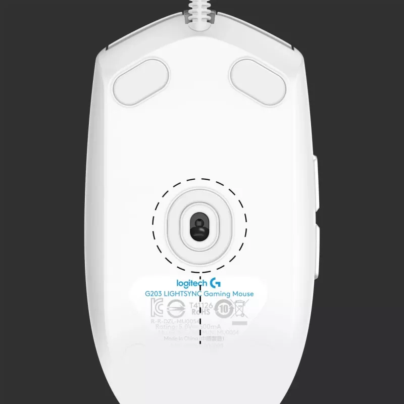 LOGITECH G203 Lightsync žaidimų pelė USB balta
