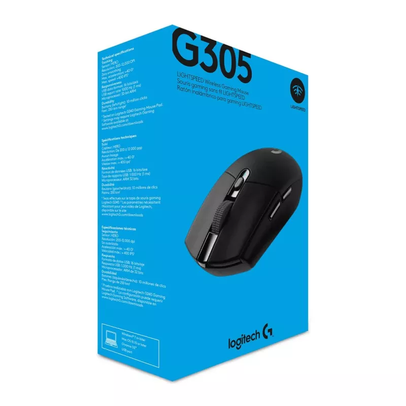 LOGITECH G305 Lightspeed belaidė žaidimų pelė, juoda