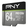 PNY PRO Elite 64GB MicroSD Class 10 UHS-I U3 A1 V30 atminties kortelė su SD adapteriu