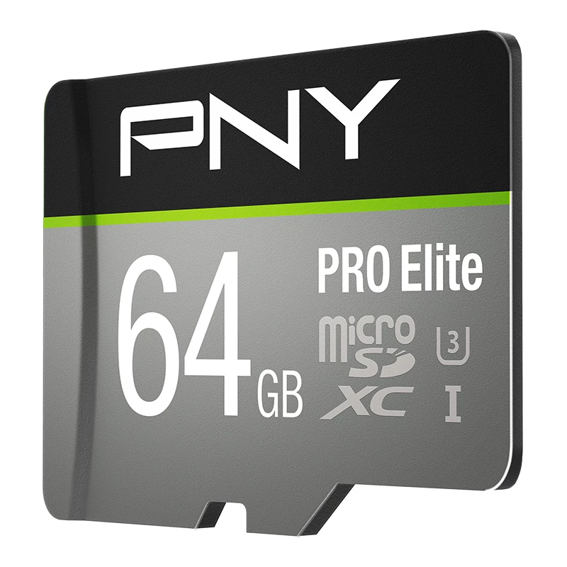 PNY PRO Elite 64GB MicroSD Class 10 UHS-I U3 A1 V30 atminties kortelė su SD adapteriu