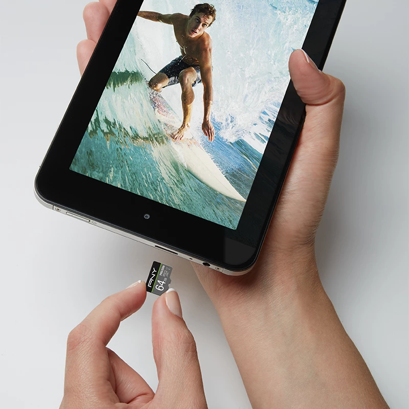 PNY PRO Elite 64GB MicroSD Class 10 UHS-I U3 A1 V30 atminties kortelė su SD adapteriu