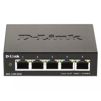 D-Link DGS-1100-05V2/E valdomas L2 Gigabit Ethernet 5 prievadų komutatorius juodas