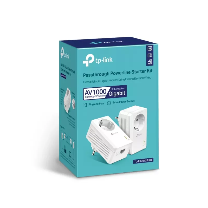 TP-Link TL-PA7019P KIT Powerline adapterių rinkinys 1000 Mbit/s Ethernet LAN Baltas 2 vnt.