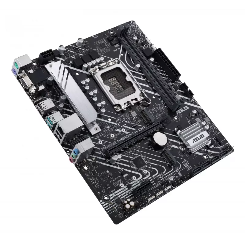 ASUS PRIME H610M-A D4-CSM pagrindinė plokštė, Intel H610, LGA 1700, micro ATX, 2x DDR4 DIMM, iki 64 GB, 2x M.2, 4x SATA III, HDMI, DisplayPort, VGA, Gigabit LAN