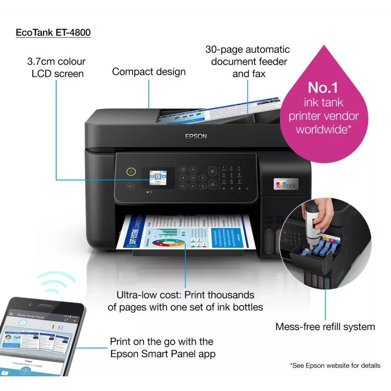 Epson EcoTank ET-4800 Daugiafunkcis Spausdintuvas Rašalinis A4 5760x1440 DPI 33 ppm Wi-Fi