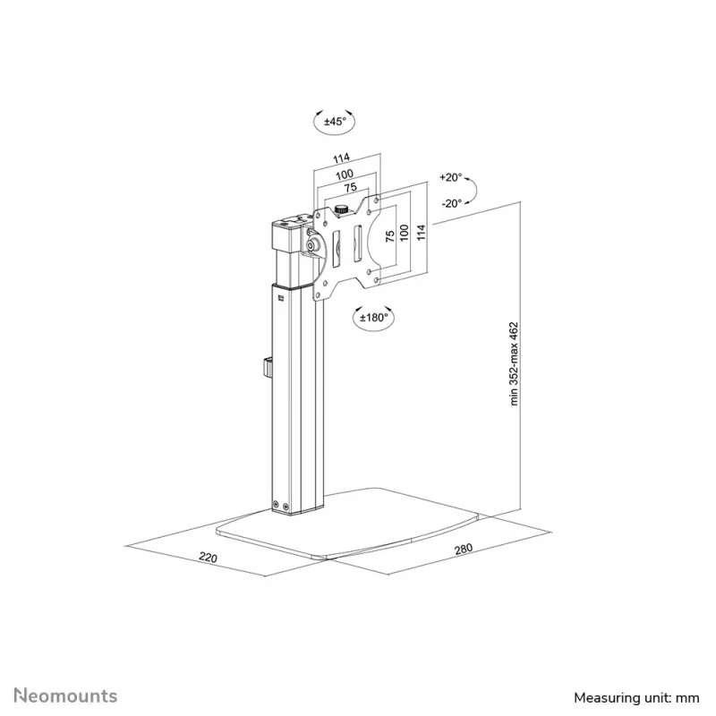 Neomounts FPMA-D865BLACK Monitorio stovas 10-32 col. - dujinė spyruoklė