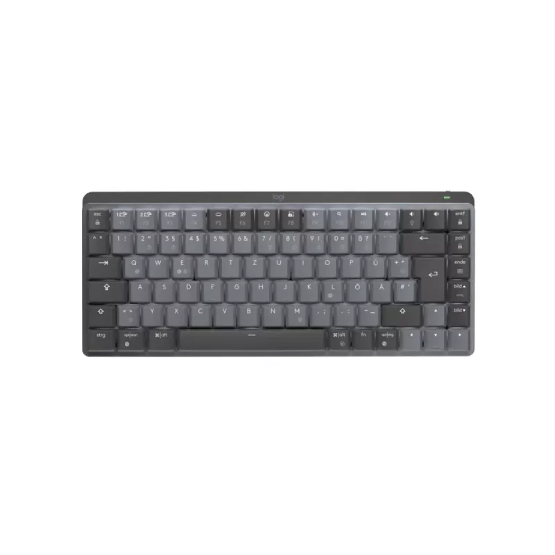LOGITECH MX Mechanical Mini minimalistinė belaidė apšviesta klaviatūra - grafito spalva, tylios lytėjimo jungtys, QWERTZ vokiškas išdėstymas
