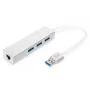 DIGITUS USB 3.0 3 prievadų HUB & Gigabit LAN adapteris 3xUSB A/M, 1xUSB A/F, 1xRJ45 LAN, palaiko Windows ir Mac OS