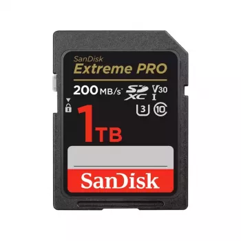 SDXC atminties kortelė SANDISK Extreme PRO 1TB UHS-I U3 V30 Class 10, iki 200 MB/s skaitymas, 140 MB/s rašymas, atspari smūgiams, juoda