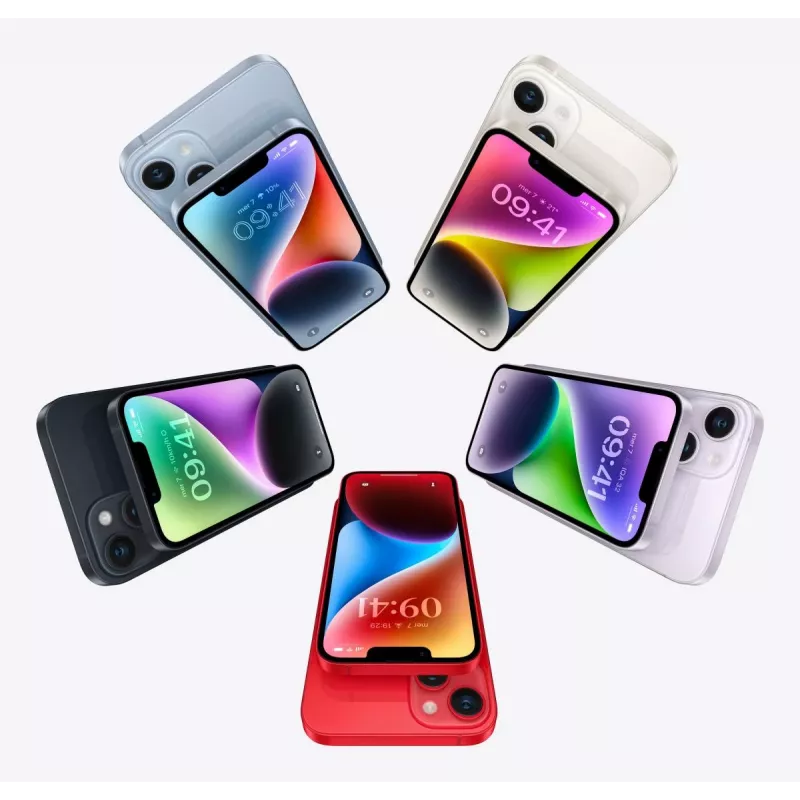 Apple iPhone 14 telefonas su 5G, 128 GB atmintis, 6,1 colio ekranas, A15 Bionic procesorius, dvi SIM kortelės, Midnight
