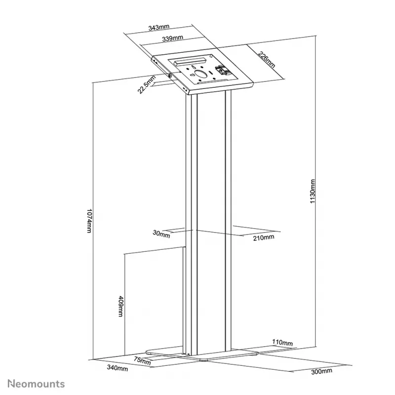 Neomounts FL15-750WH1 Tablet grindinis stovas 9,7-11 colių - su užraktu