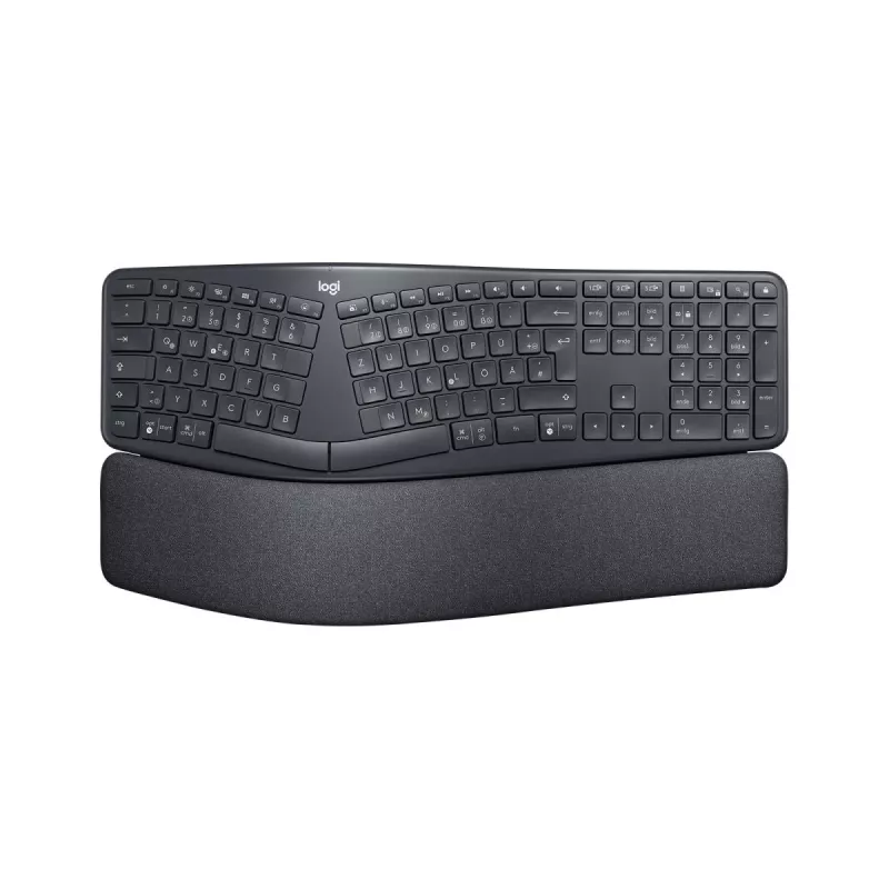 LOGITECH Ergo K860 – Belaidis išskirtos klaviatūros klaviatūra, verslui, grafito spalva, QWERTZ vokiškas išdėstymas