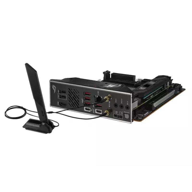 Motininė plokštė ASUS ROG STRIX B650E-I GAMING WIFI mini ITX — AMD B650, lizdas AM5, DDR5, 2x M.2, Wi-Fi 6E, 2.5Gb LAN