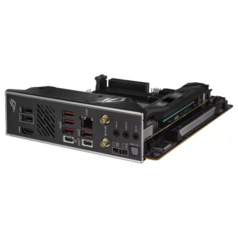 Motininė plokštė ASUS ROG STRIX B650E-I GAMING WIFI mini ITX — AMD B650, lizdas AM5, DDR5, 2x M.2, Wi-Fi 6E, 2.5Gb LAN