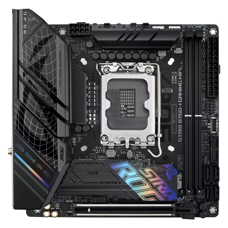 ASUS ROG STRIX B760-I GAMING WIFI pagrindinė plokštė, Intel B760, LGA 1700, mini ITX