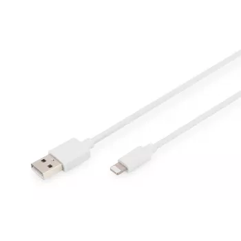 DIGITUS USB-A į Lightning MFI C89, 2m duomenų ir įkrovimo kabelis, baltas, 5V, 2.4A