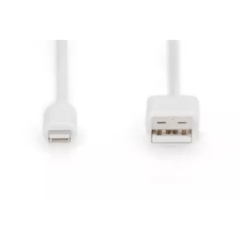 DIGITUS USB-A į Lightning MFI C89, 2m duomenų ir įkrovimo kabelis, baltas, 5V, 2.4A
