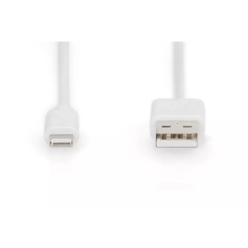 DIGITUS USB-A į Lightning MFI C89, 2m duomenų ir įkrovimo kabelis, baltas, 5V, 2.4A