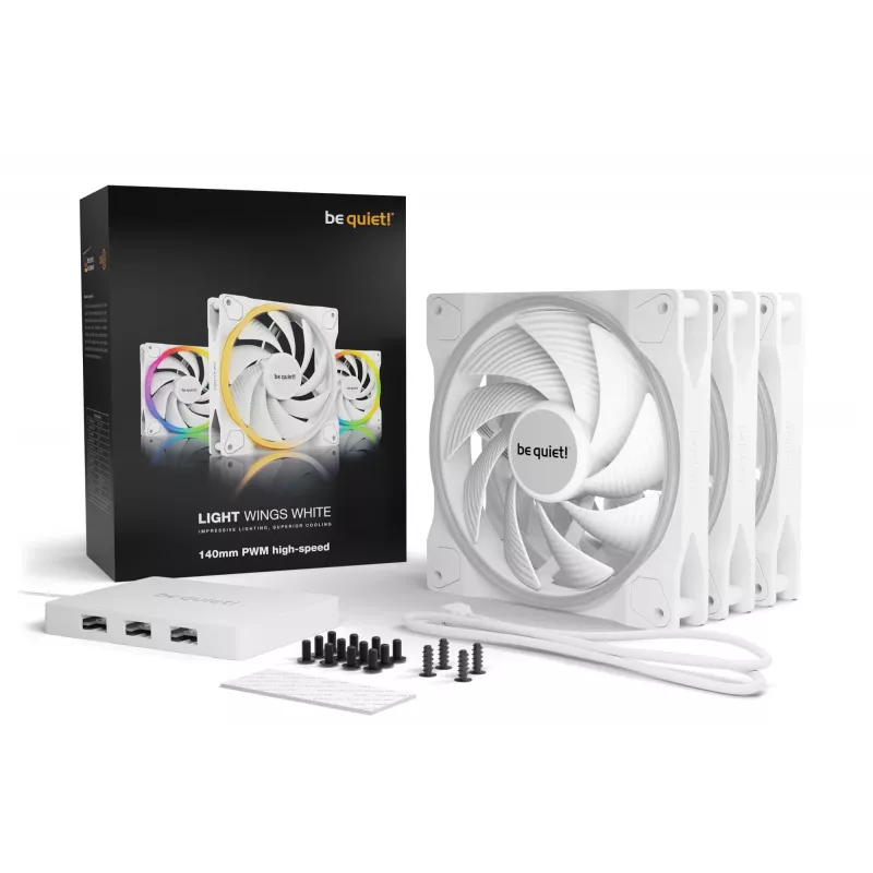 be quiet! Light Wings White 140mm PWM high-speed Triple-Pack | 14 cm ventiliatoriai (3 vnt.)