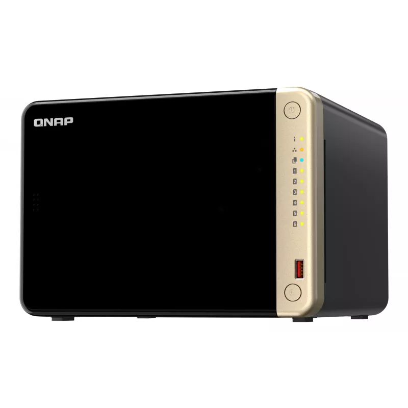 QNAP TS-664 NAS bokštinis Intel® Celeron® N5095 8 GB DDR4 0 TB QNAP QTS juodos, bronzinės spalvos