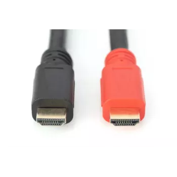 DIGITUS ASSMANN HDMI High Speed laidas su stiprintuvu, A tipo, M/M, 15m, Full HD, CE, aukso juoda