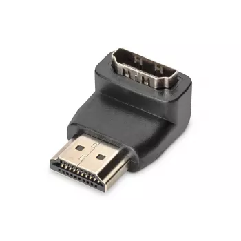 DIGITUS HDMI adapteris, tipas A, 90° kampu M/F, Ultra HD 60p, juodas auksinis