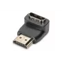 DIGITUS HDMI adapteris, tipas A, 90° kampu M/F, Ultra HD 60p, juodas auksinis