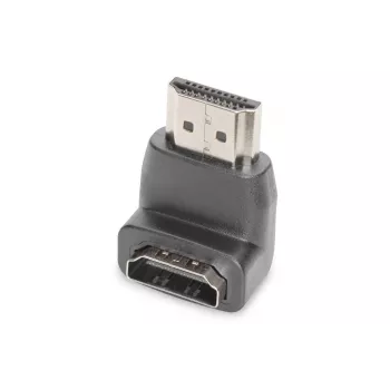 DIGITUS HDMI adapteris, tipas A, 90° kampu M/F, Ultra HD 60p, juodas auksinis