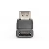 DIGITUS HDMI adapteris, tipas A, 90° kampu M/F, Ultra HD 60p, juodas auksinis
