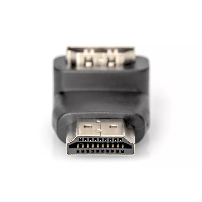 DIGITUS HDMI adapteris, tipas A, 90° kampu M/F, Ultra HD 60p, juodas auksinis