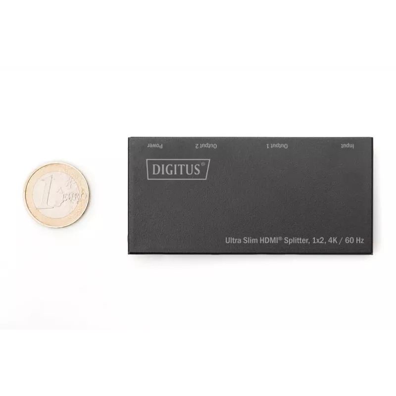 DIGITUS Ultra Slim HDMI skirstytuvas, 1x2, 4K/60Hz HDR, HDCP 2.2, 18 Gbps, Micro USB maitinimas
