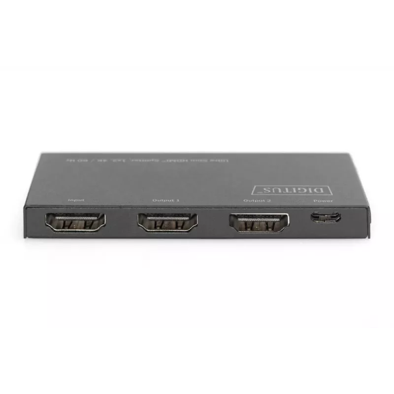 DIGITUS Ultra Slim HDMI skirstytuvas, 1x2, 4K/60Hz HDR, HDCP 2.2, 18 Gbps, Micro USB maitinimas