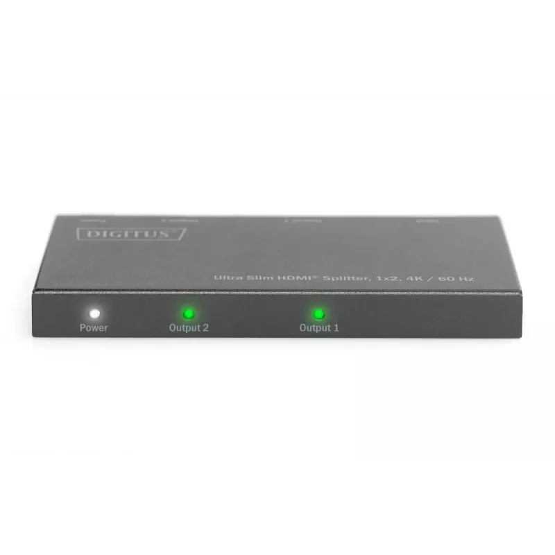 DIGITUS Ultra Slim HDMI skirstytuvas, 1x2, 4K/60Hz HDR, HDCP 2.2, 18 Gbps, Micro USB maitinimas