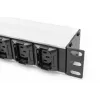 DIGITUS 1U aliumininis PDU stelažinis 8x C13 2x C19 16A 230VAC 50/60Hz IEC C20 kištukas